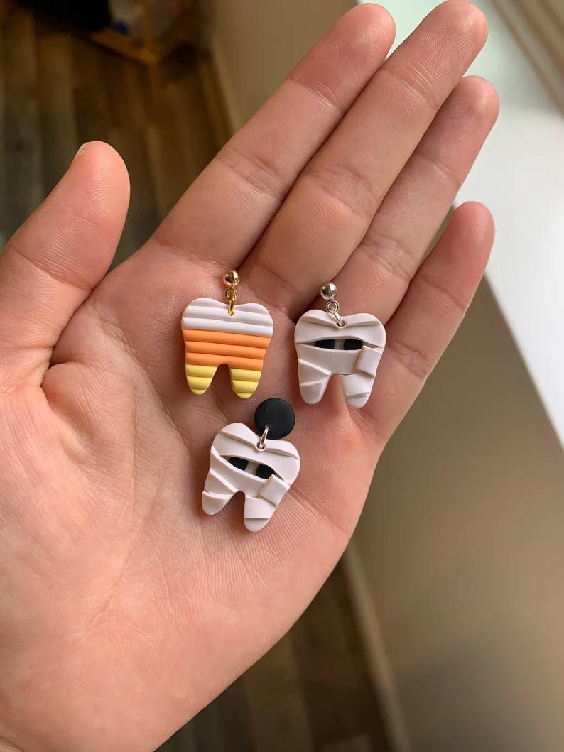 Halloween Mummy & Candy Corn Earrings